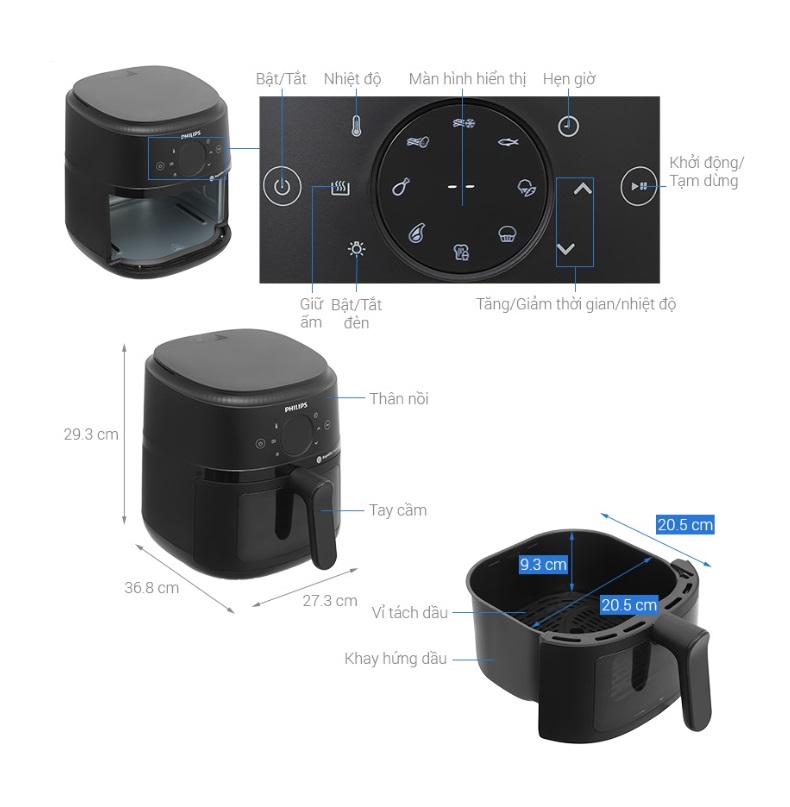 Nồi chiên không dầu Philips 4.2 lít NA220/00 - Ảnh 2